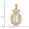 14K Two Tone Gold Sweet 16 Charm Happy Birthday Pendant Jewerly 27mm x 13mm
